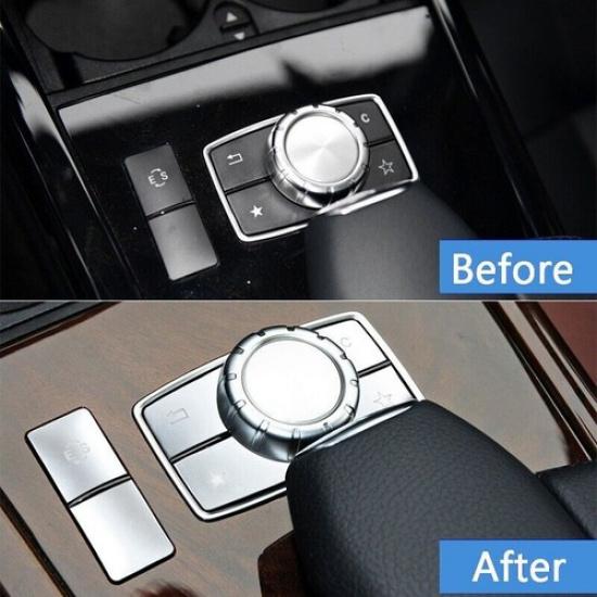 6Pcs Center Console Multimedia Button Cover For 14-15 Mercedes Benz E Class W212