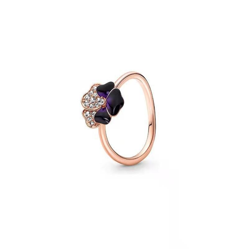 Anillo en forma de V 2026 Love Plata S925 Anillo de Concha, Flor de Cinco Pétalos con Diamantes, Anillo de Estrella de Epoxi.