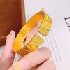 Peony Double Happiness Bracelet Women's Wide Version Engraved Flower Open Bracelet