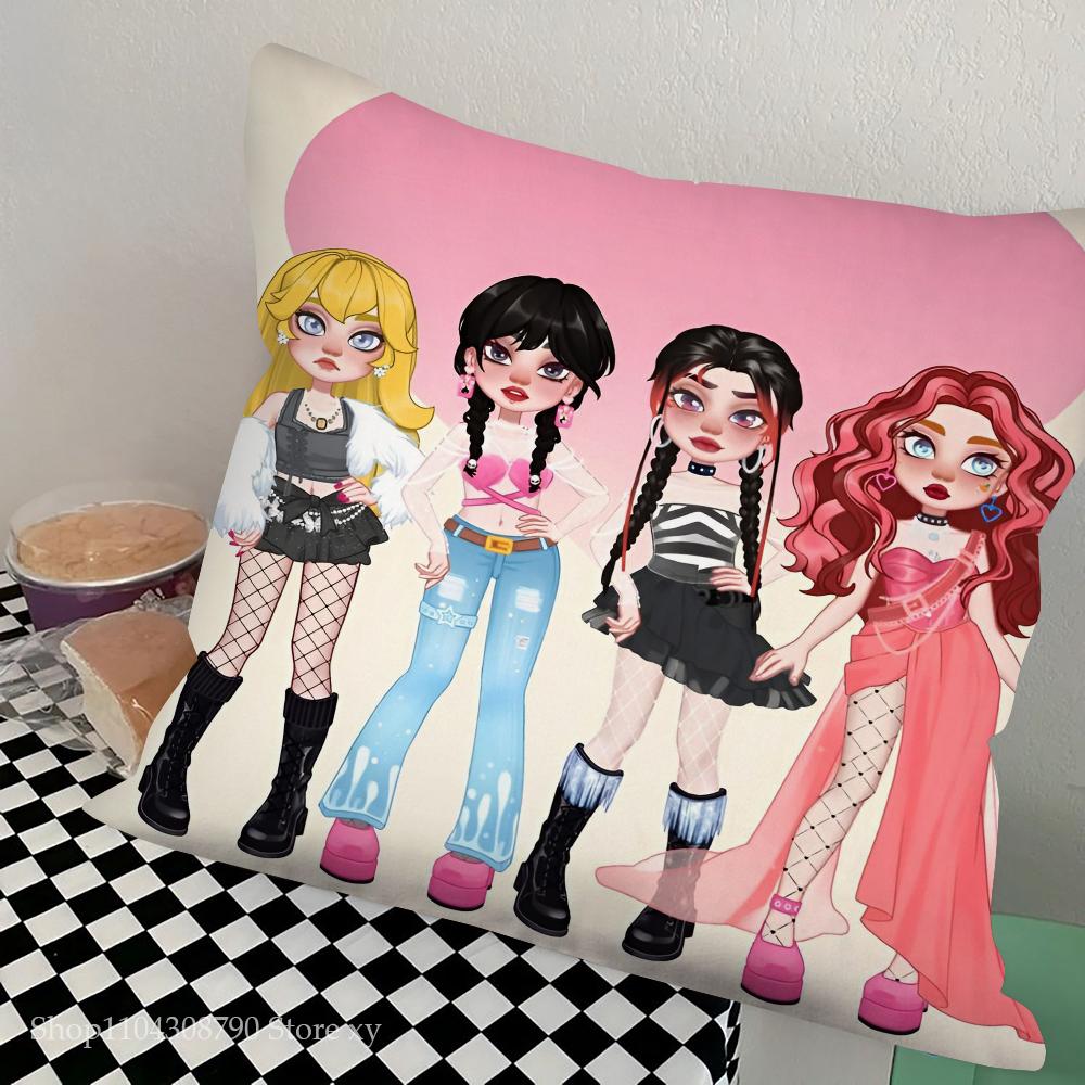 Anime Rainbow High Doll Pillow Case Fashion Square Pillowcase Bedroom Sofa Room Ins Decoration Leisure Cushion Cover 40x40