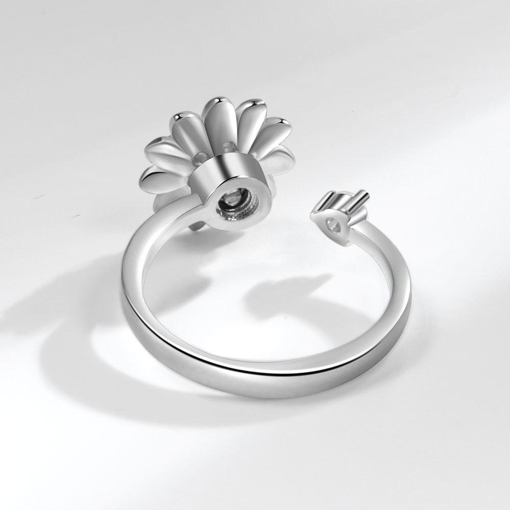 Sunflower Rotating Open Ring For Women Minimalist Daisy Design Adjustable Finger Band Fashion Jewelry Accessory