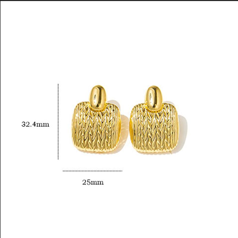 Vintage Rectangular Earrings – 14K Gold-Tone PVD Plated with Hammered Texture, Hypoallergenic Minimalist Studs for Everyday Wear