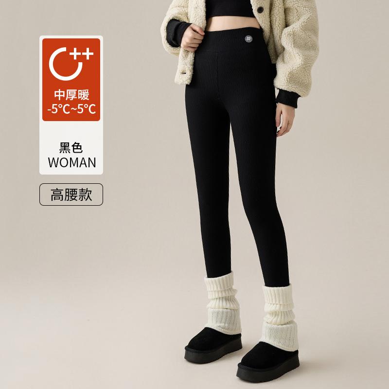 Pure Cotton Fleece Leggings Women's Autumn and Winter Outer Wear Thickened Cotton Pants Fleece Pants Extra Thick Lamb Fleece Thermal Pants