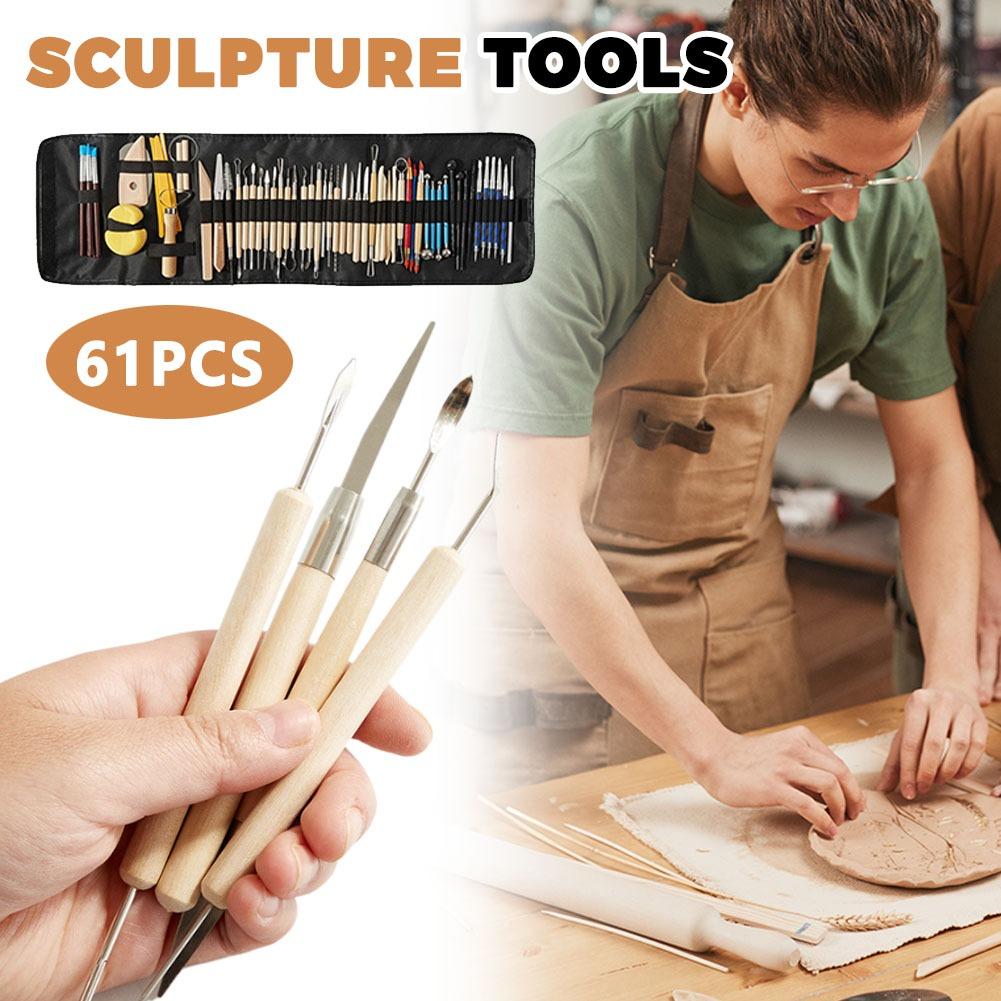 61Pcs/Set Pottery Clay Sculpting Tools Kit for Art Craft Ceramic Wax Clays Carving Tool,Pottery Sculpting Modeling Tools Set