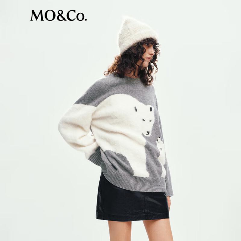 MO&Co. Women's Plush Pattern Lambswool Pullover Sweater