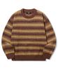 TRILLION Washable Gradient Stripe Crewneck Knit_Brown