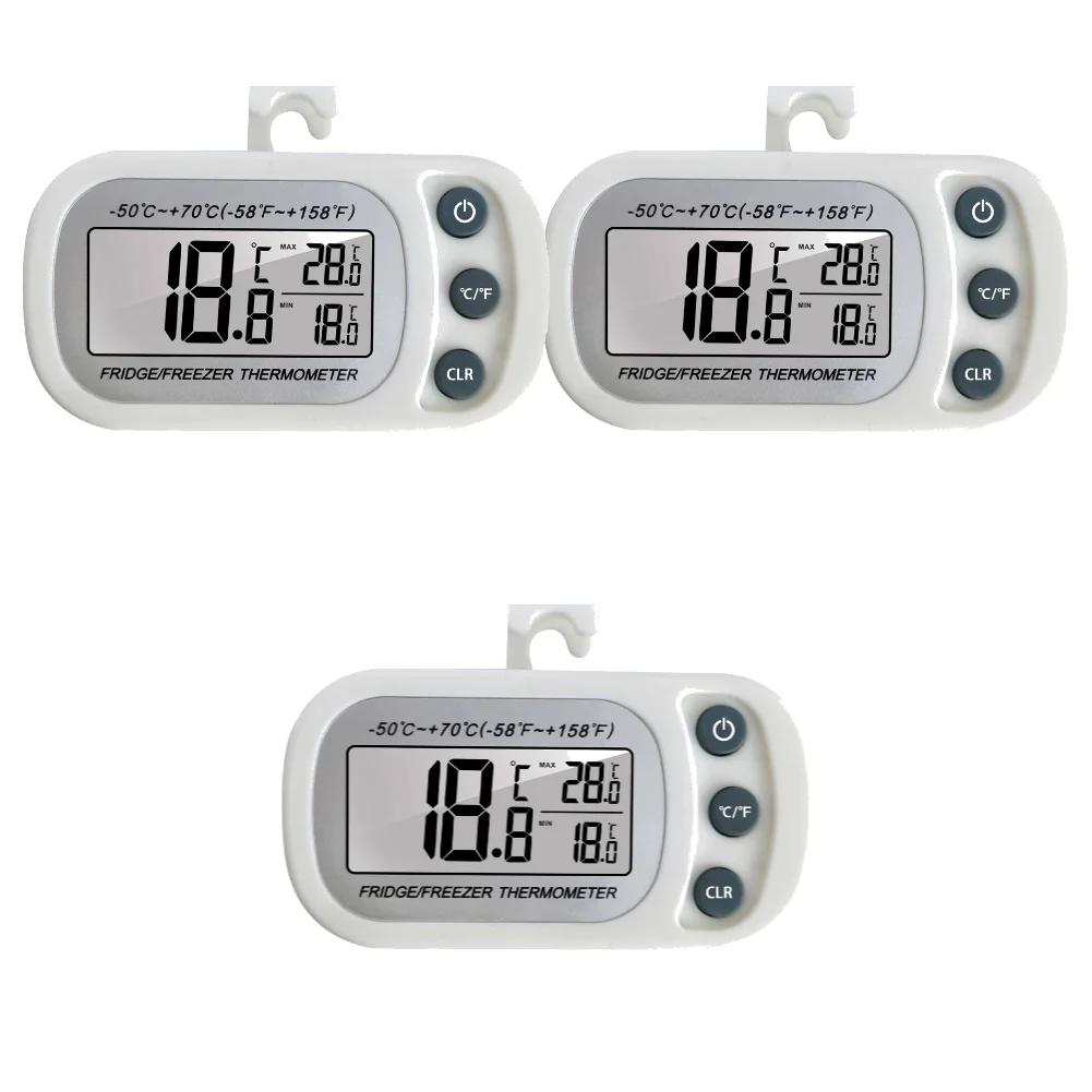 Digitales Kühlschrankthermometer Großes LCD Wasserdicht Kühlschrank Gefrierschrank Thermometer Magnetische Rückseite & Haken für Küche Haushalt Restaurant