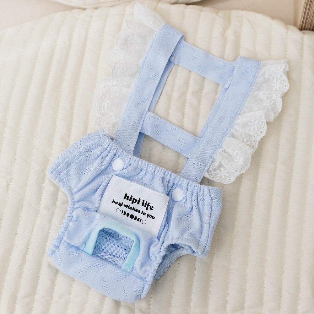 

Suspenders Style Dog Physiological Pants Breathable Washable Pet Jumpsuit Adjustable Female Dog Shorts Incontinence S синий