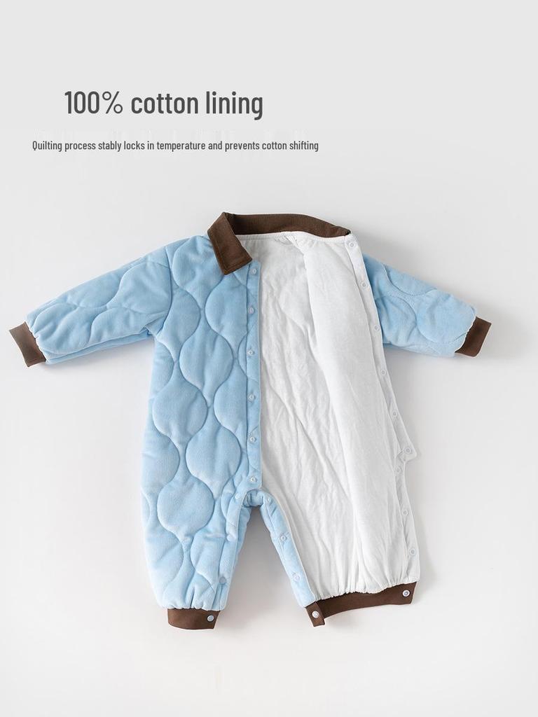 Macacão de Algodão Aconchegante para Bebê Menino - Roupa Quente e Estilosa para Outono/Inverno