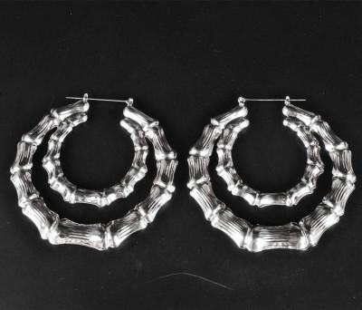 Punk Goud Zilver Kleur Bamboe Hoepel Oorbellen Voor Vrouwen Geometrisch Grote Ronde Cirkel Bamboe Oorbellen Sieraden Hip Hop Feest Sieraden