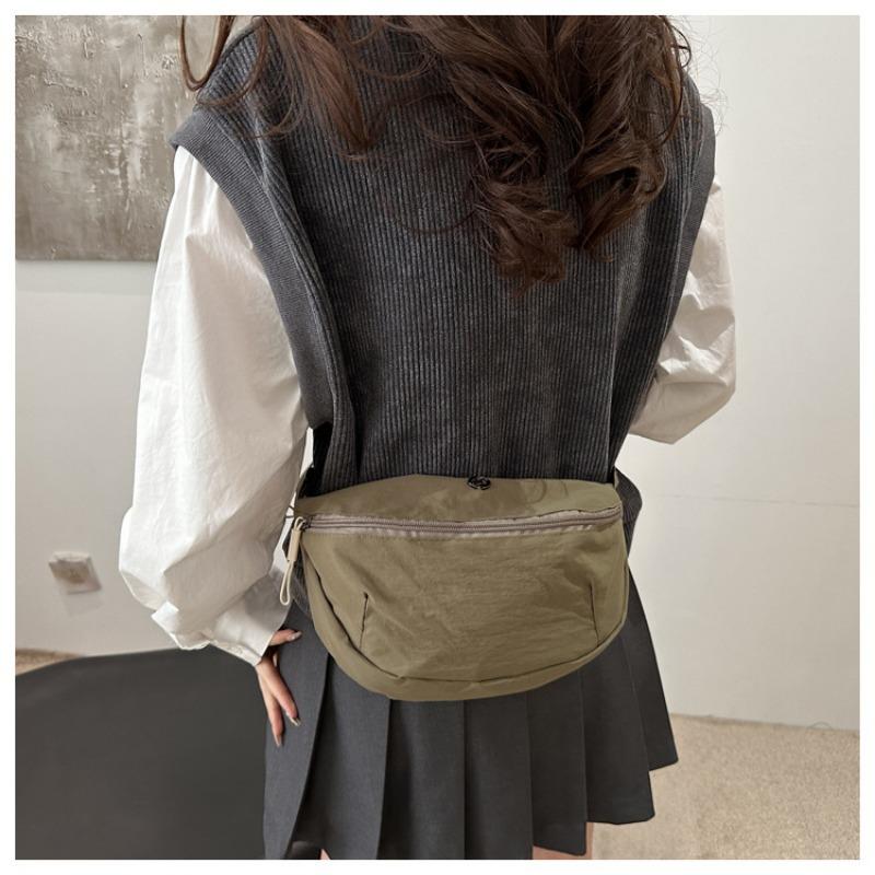 New Shoulder Messenger Bag Solid Color Casual Simple Light Versatile Large Capacity Dumpling Bag Wide Shoulder Strap Breast Bag