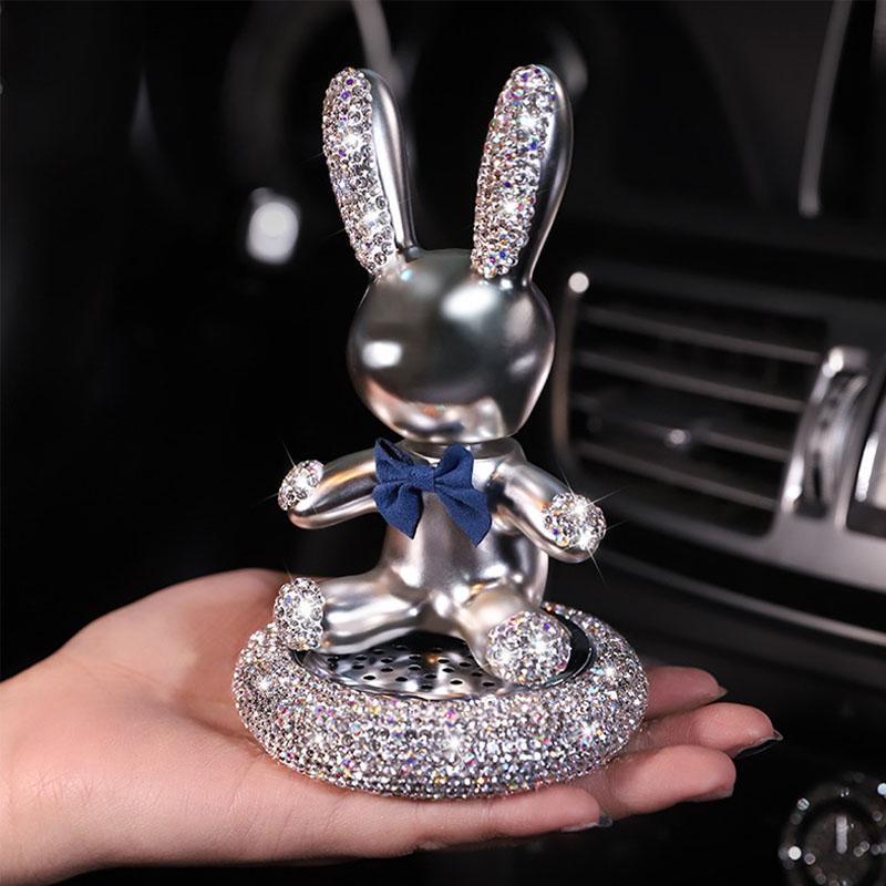 

Luxury Crystal Car Interior Decoration Cute Rabbit Shaking Head Doll Ornaments Perfume Car Center Console Deco Auto Accessories