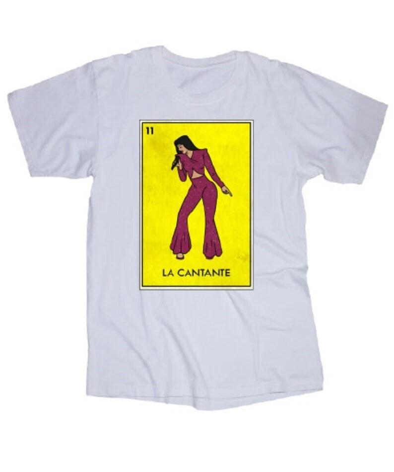 La Cantante White T-shirt, Loteria Print, Loteria Game white T-shirt M