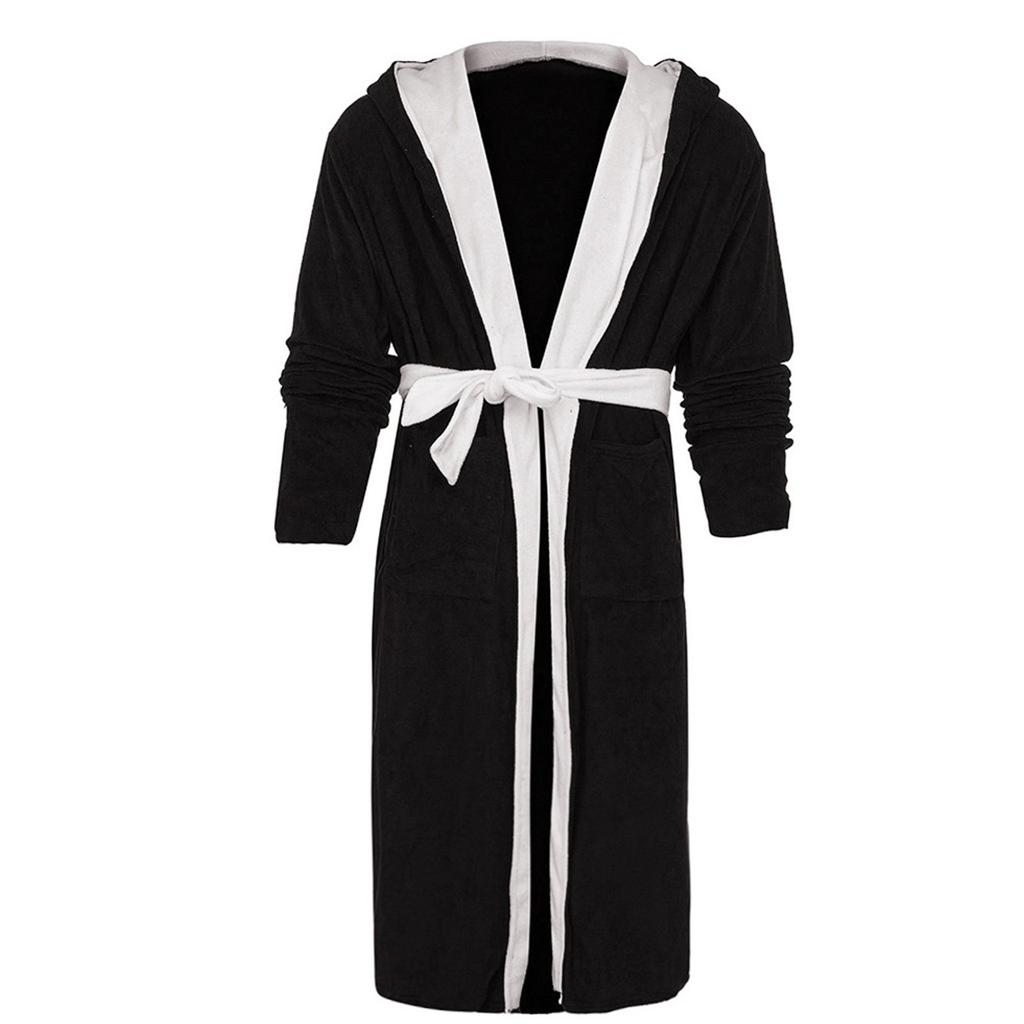 Men's Winter Plush Lengthened Shawl Bathrobe Home Clothes Long Sleeved Robe Coat