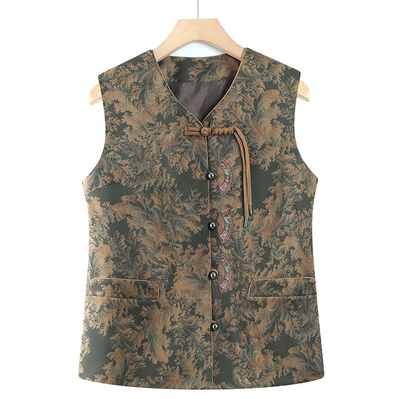 

Весенний воротник жилет жена новый топ старый жилет женский жилет 5XL (recommended 145-77.5 kg) зелёный