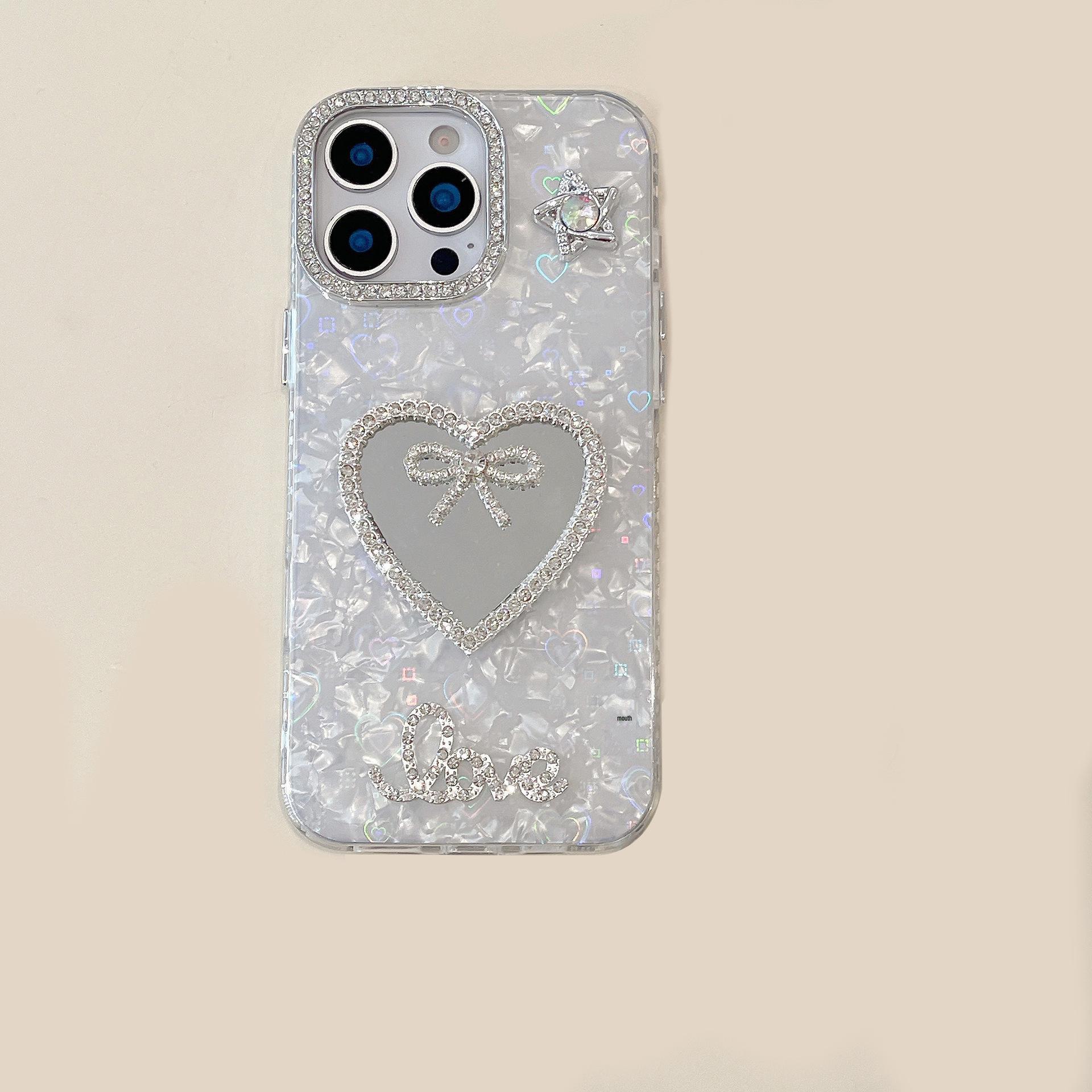 3D Bow Laser Love Heart Pattern Mirror Case for iPhone 14/15/17 Pro Max iPhone 16