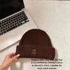 Polyester Knitted Beanie Hat Warm Lining Winter Ear Protection Hat Cat Embroidery Beanie  For Women