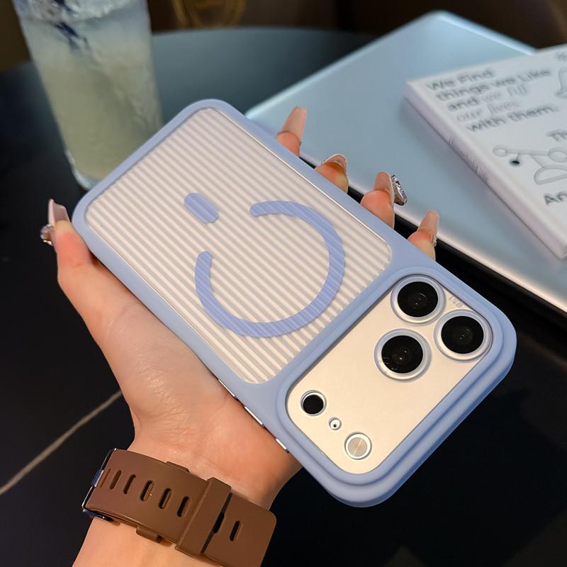 Corrugated ice mist magnetic attraction is suitable for iPhone17PROMAX matte skin mobile phone case Apple 16 simple PC hard case