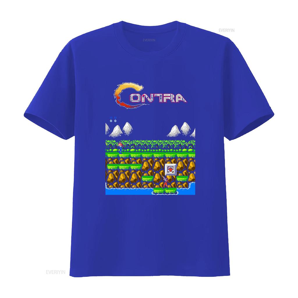 Contra gryzor stage 1 NES Famicom hra 8bitová obrazovka Tričko Arkádová klasika vintage retro design všechny velikosti vintage Vyprané