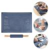 Kitchen Silicone Dough Baking Mat and Wooden Rolling Pin Set 1Set