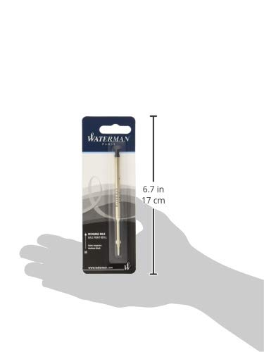 WATERMAN Official Waterman Ballpoint Pen, Oil-Based, Refills, Medium, Set of 3, Black