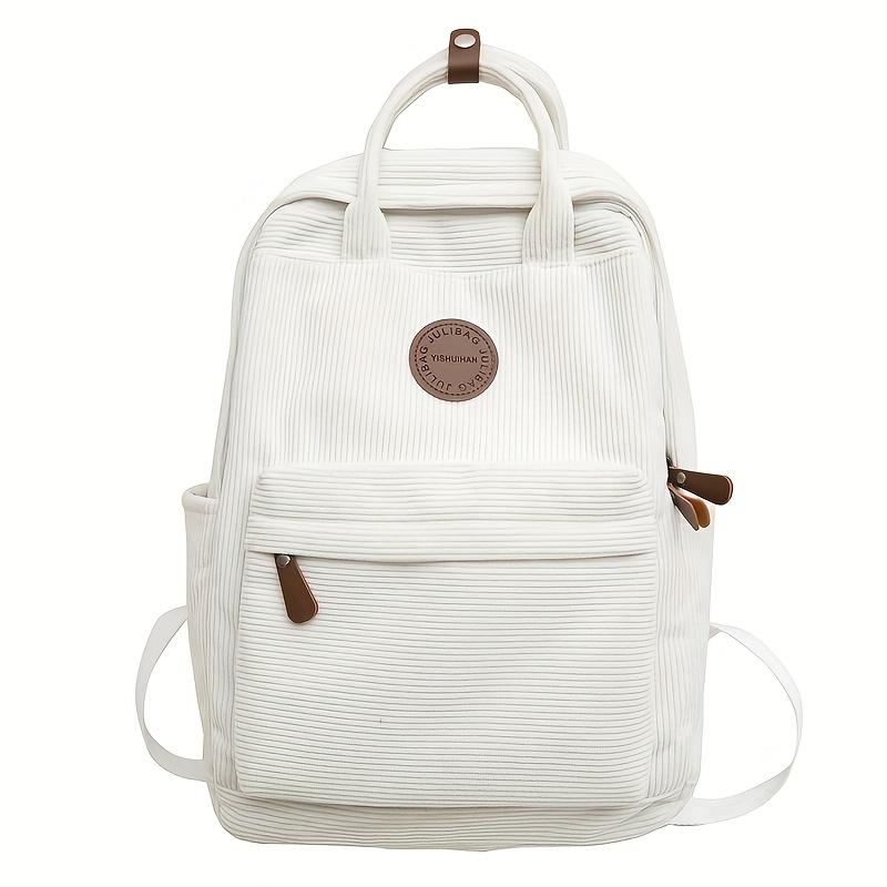 

Casual Corduroy Backpack for Teens, 14 Laptop Compartment, High School & College Bag with Zipper Pocket, Backpacks for School