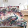 3pcs Peacock & Flowers Printed Quilt Set - Includes 1 Quilt Cover and