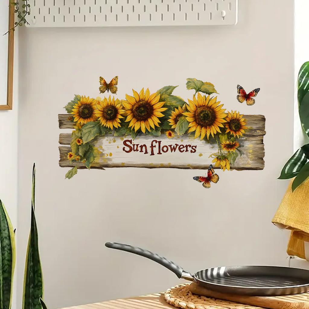1PCS Removable Sunflower Wall Sticker Kitchen Waterproof Decals Wall Stickers For Kids Room Living Room Bedroom Home Decoration