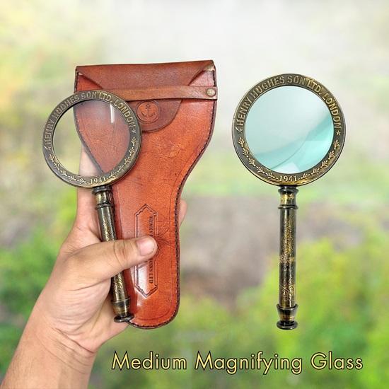 Set of 3 Henry London Brass Magnifying Glass Marine Style with Leather Case, Gift Wedding, Thanksgiving, Chinese New Year, Christmas