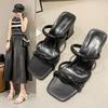 Fashion New Summer Fashion Versatile Women's Slippers Wear Outside Womens High Heels Retro Thick Heel Female Pumps