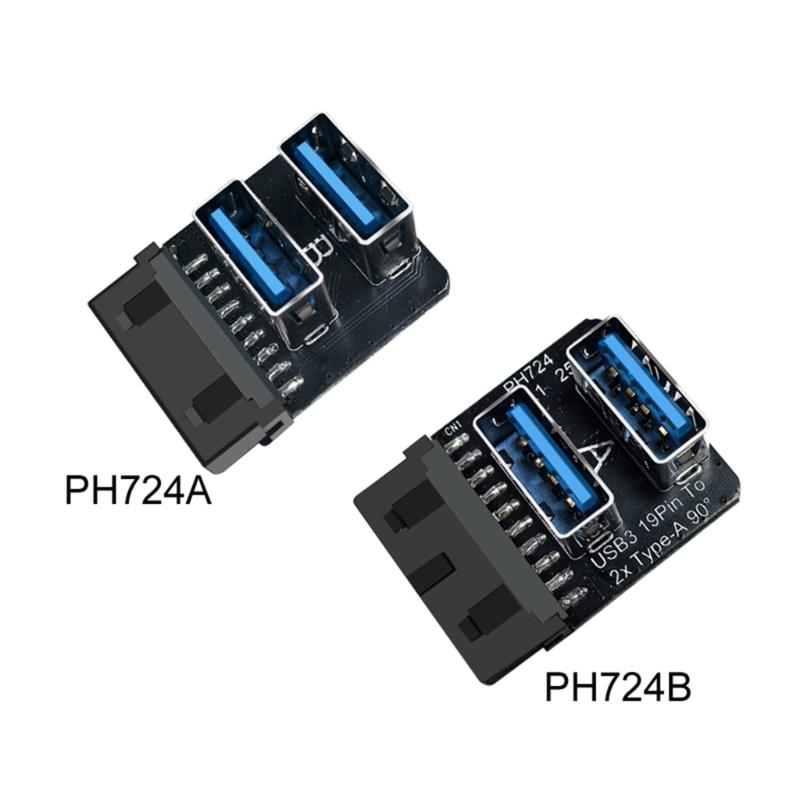 Double Port USB3.0 Adapter Converting 19 pin Motherboard Connector to 2 Type A Female Port Fast Data Transfer Flexible