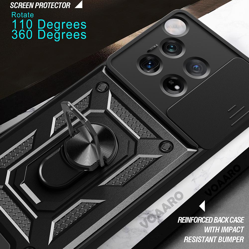 Slide Lens Camera Protection Funda for Oneplus 12 Case for Oneplus 12 Armor Case Magnetic Ring Stand Cover Shockproof Back Capa