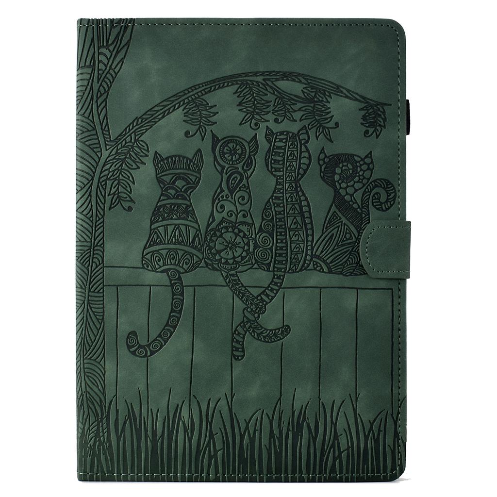 For iPad (2025)/10.9 (2022) Case Cats Imprinted PU Leather Card Slots Tablet Cover