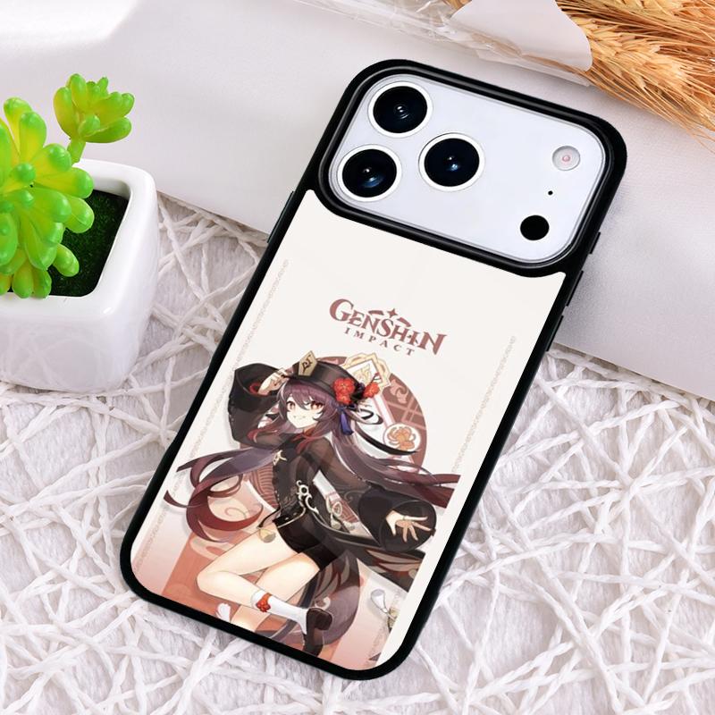 Cartoon Hu Tao Genshin Impact Phone Case for iPhone 17 Air 16 15 11 12 14 13 Pro Max Shockproof Cover
