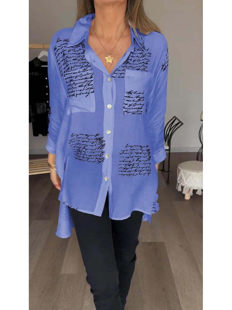 2024 Spring Summer Sexy Print European American Fashion Womens Loose Swallowtail Shirt
