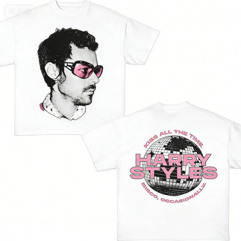 Fashion Women s T-Shirt Harry Styles 2026 Double-sided Concert T-Shirt S белый