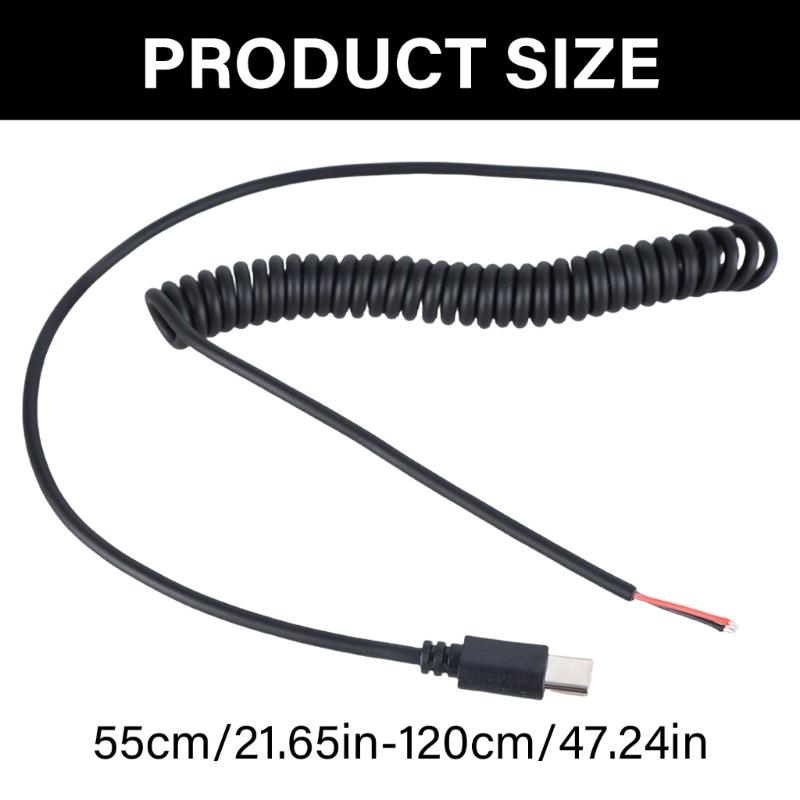 Flexible Type C Charging Cable With Bare Ends, 5V Power Cord USB C Male 2Pin Pigtail Cable For Electronics,USB Equipment