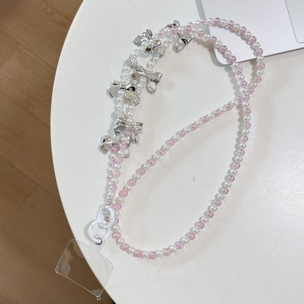 Diagonal Lanyard Heart Mobile Phone Lanyard Bow DIY Mobile Phone Chain  Hanging Decoration