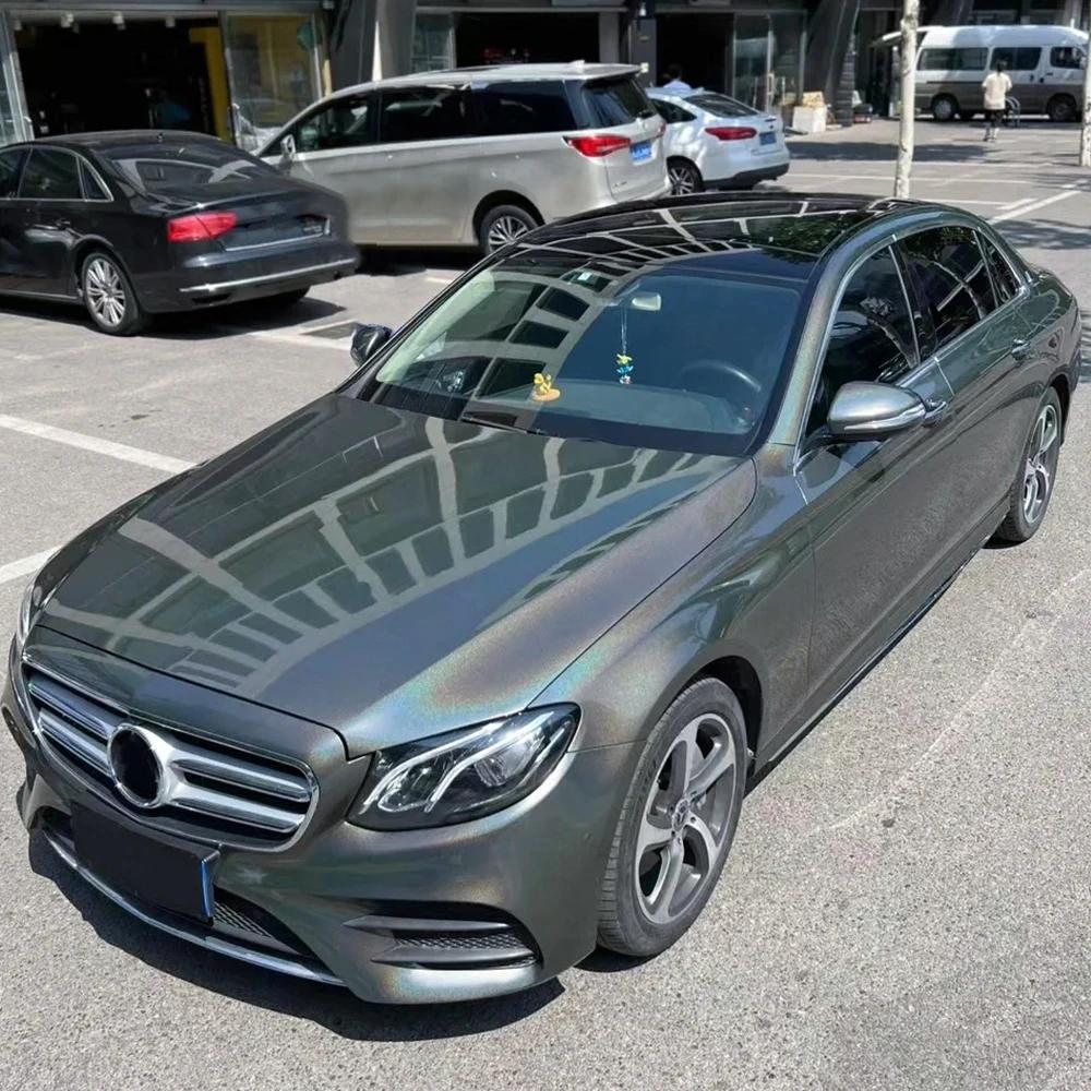 Car Wrap Stickers Iridecence Laser Grey Color Change Vinyl Film PET Bubble Free Auto Self Adhesive Sticker Car Accessories