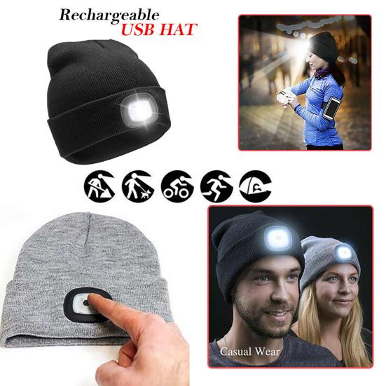 LED Beanie Hat Flashlight Comfortable Woolen Yarn LED Beanie Hat with Light