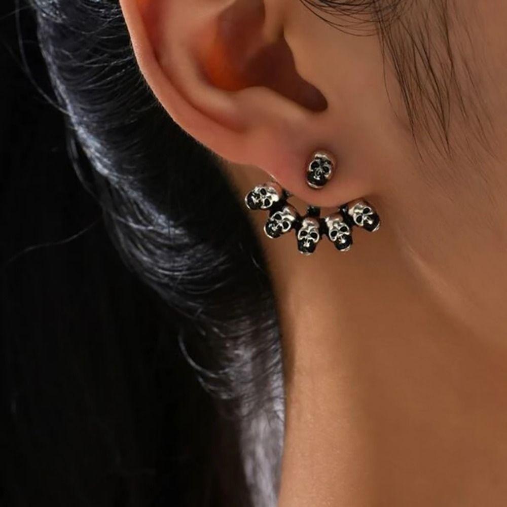 Cool Skeleton Earrings Studs Punk Halloween Skull Ear Studs Skeleton Hand Stud Earrings Unisex