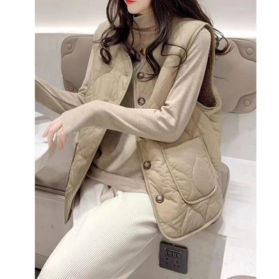 Gilet da Donna Autunno/Inverno Reversibile, Versatile, Minimalista—Monocolore, Caldo, con Bottoni, Senza Maniche