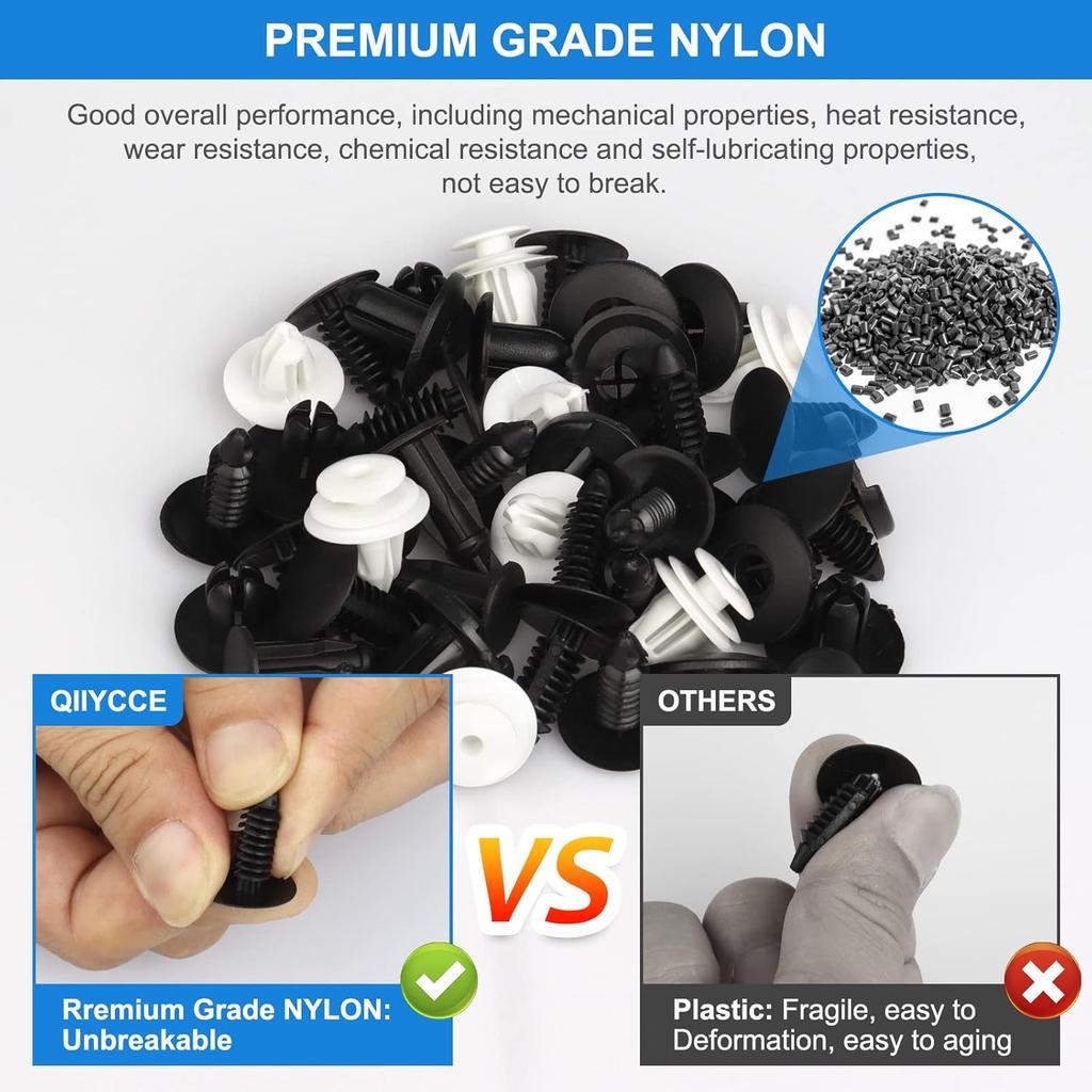 120PCS Car Clips & Plastic Rivets - 6 Popular Sizes, Fits Bumpers, Fenders & Most Car Models, Ideal For Body Fixing & Replacement