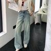 Women's High Waist American Retro Ripped Wide Leg Jeans - Spring Fashion Loose Fit.