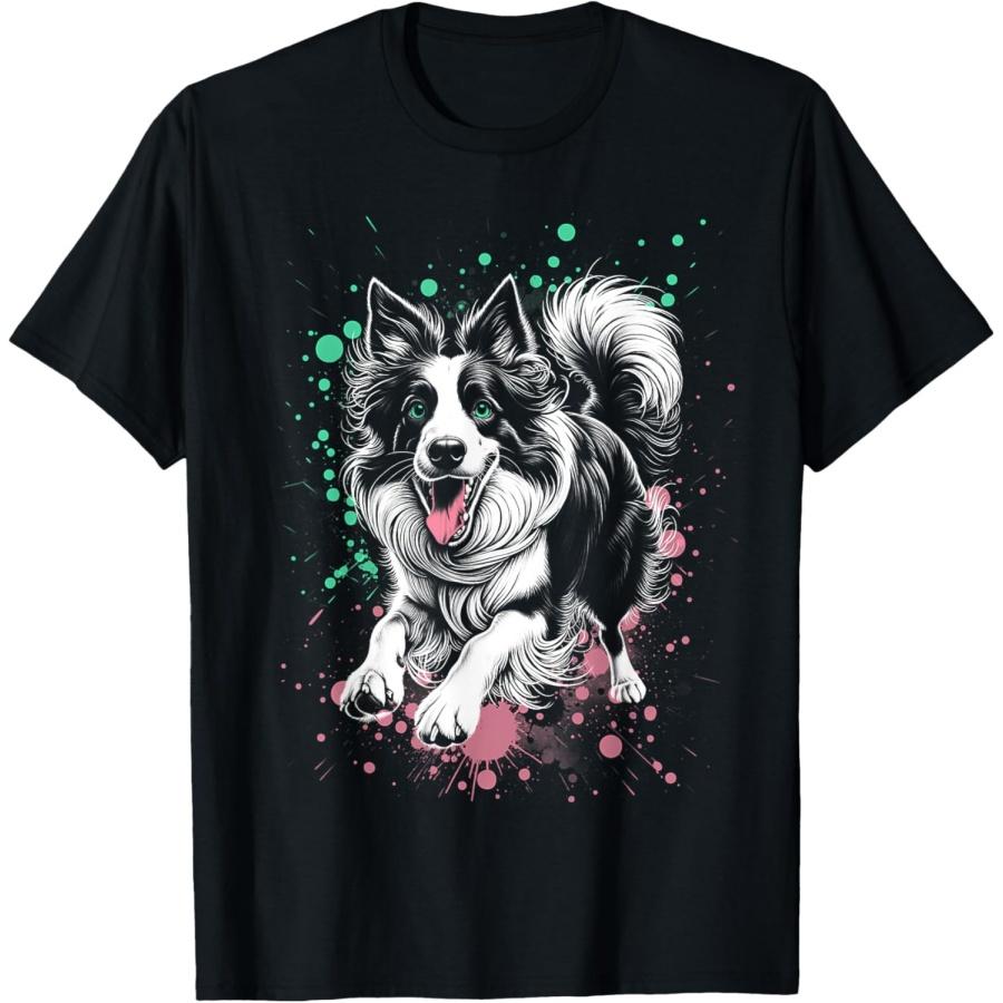 

Super Cute Border Collie in Colourful Ink Splash Design T-Shirt XXXXXL чорний