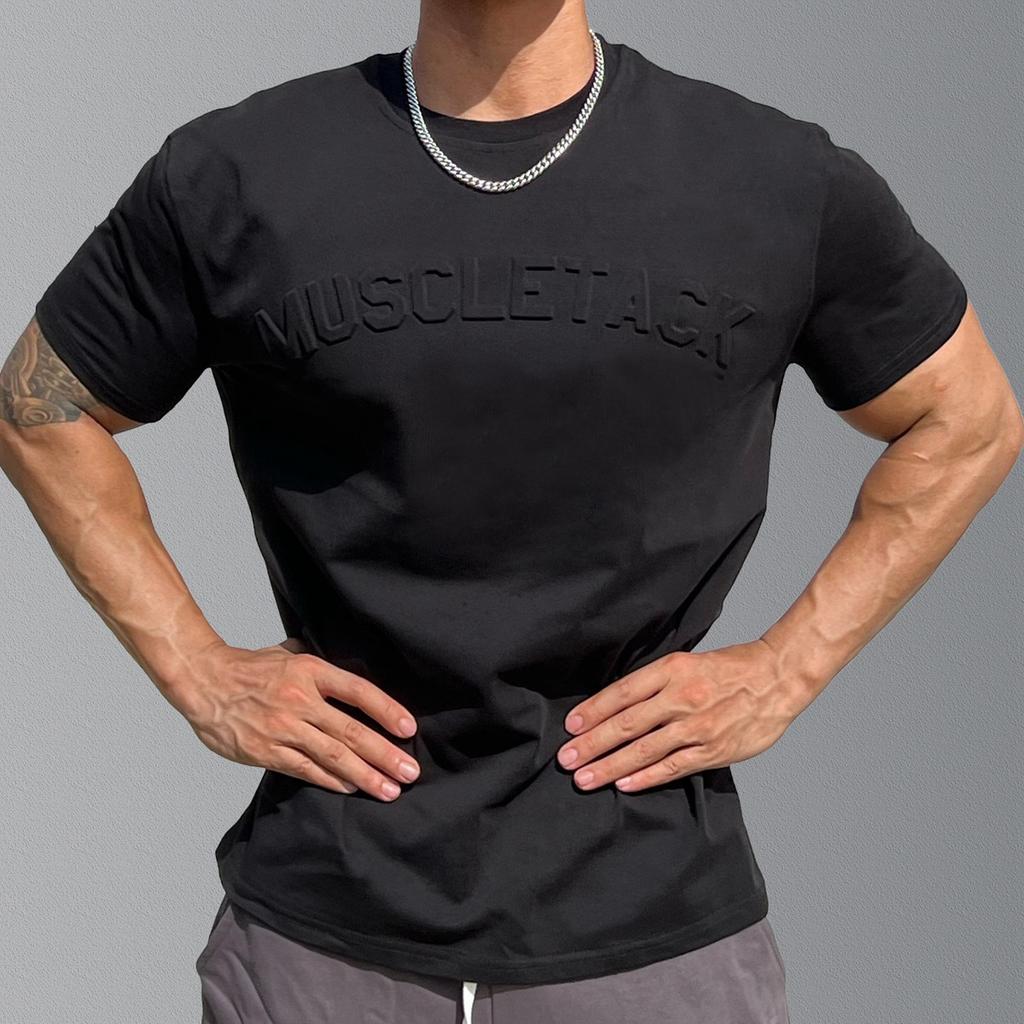 Top Sport Fitness Bărbați de Vară cu Mânecă Scurtă Larg Bumbac Elastic Gât Rotund Tricou pentru Baschet Alergare Antrenament