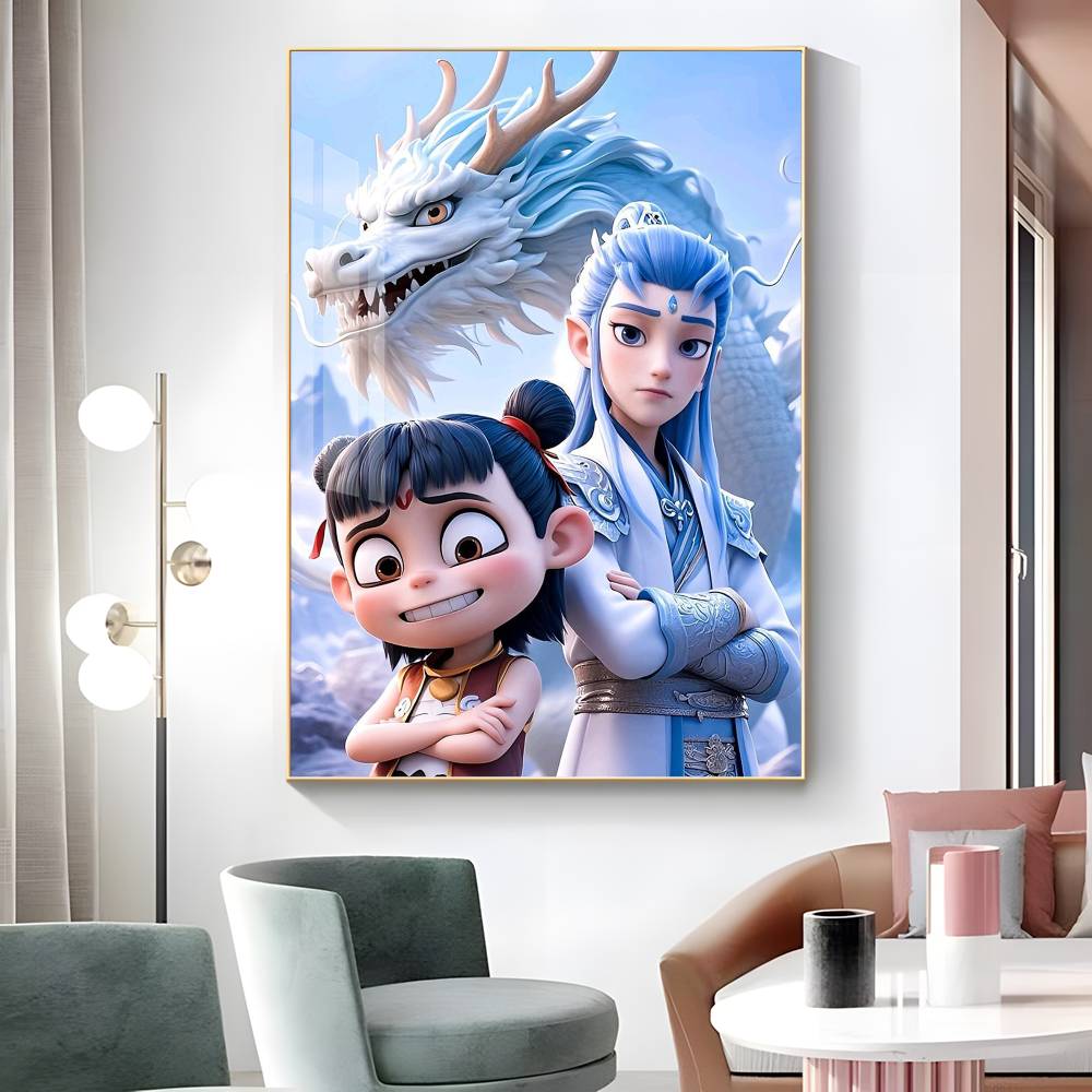 

1pc Chinese Anime Nezha Poster Sticker Print Waterproof Wall Art For Living Room Bedroom Home Decor 21X30CMNo Framed