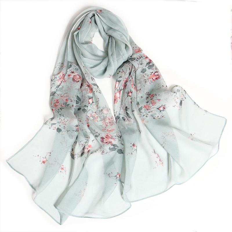 Damen Sommer Seidenschal: Rosenmuster, Sonnenschutz, Strandtuch, Leichtgewicht, Lang & Dünn