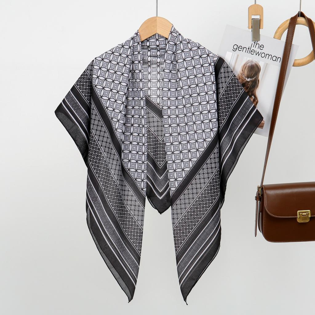 110cm Printed Cotton Square Scarf For Woman Muslim Hijabs Shawls Fashion Soft Wraps Ladies Neckerchief Female Handkerchief