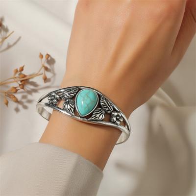 Tibetan Folk Style Turquoise Bracelet Nepalese Handmade Ancient Silver Hand Jewelry Female Yiwu Jewelry